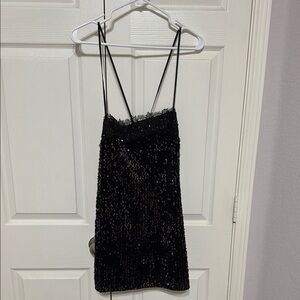 Free People Black Sequin Mini Dress